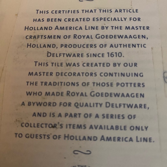 HOLLAND AMERICA CRUISE LINE Ceramic Tiles Tray Serving 11 tiles Delft - Picture 8 of 9